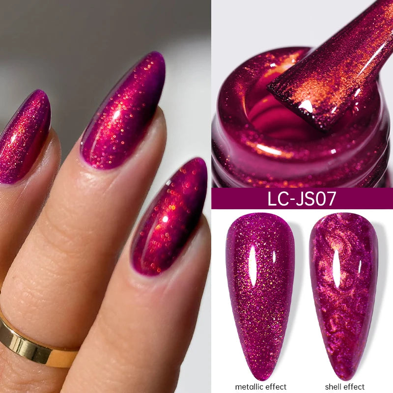 7ml Glitter Nail Gel Polish - Shiny Pearl Shell Sparkling White UV LED Varnish