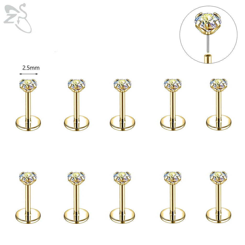 10PCS Lip Piercings Set Stainless Steel Cartilage Lip Rings Gold Silver Colors