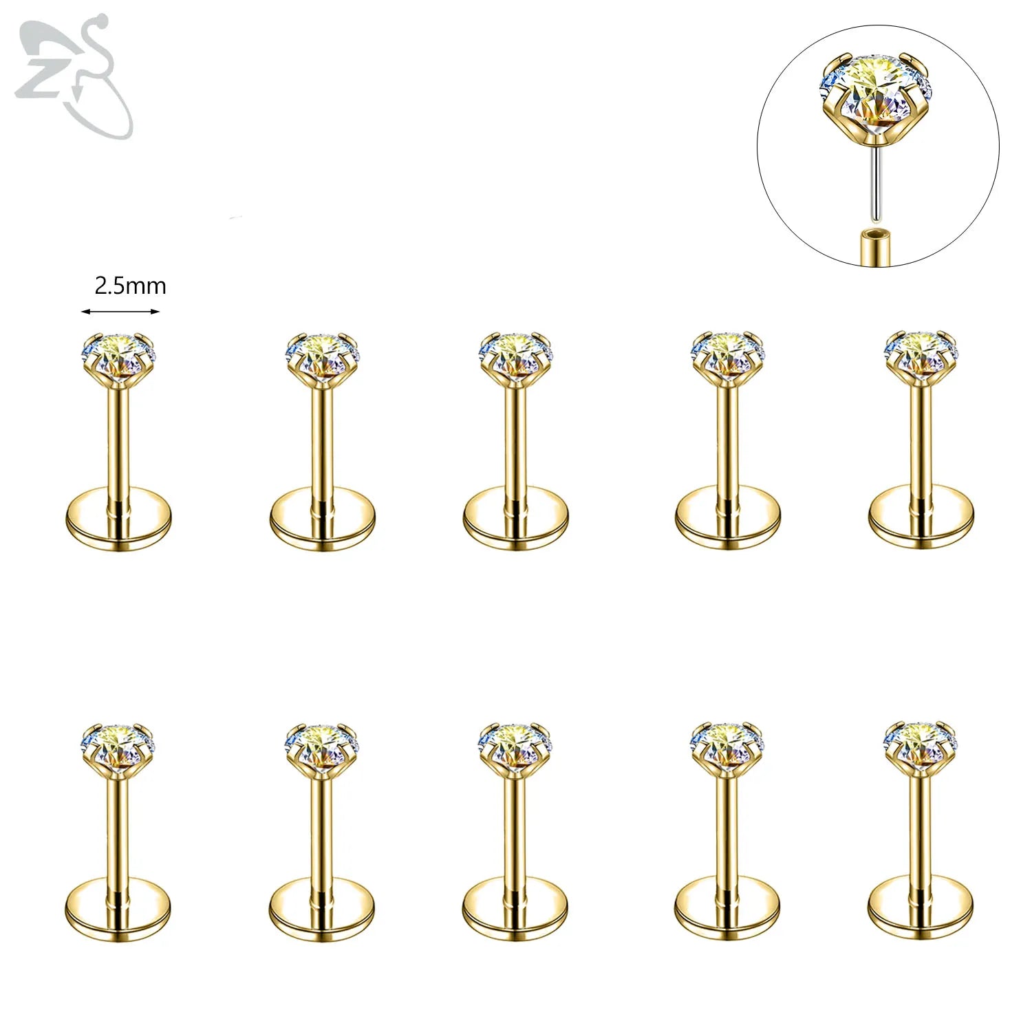 10PCS Lip Piercings Set Stainless Steel Cartilage Lip Rings Gold Silver Colors