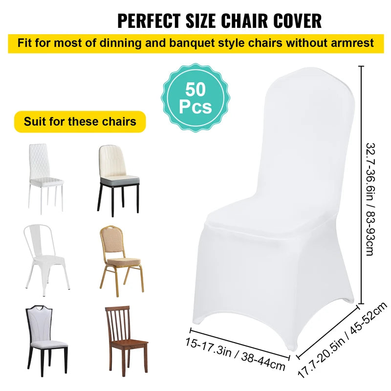 Stretch Spandex Wedding Chair Covers 50 or 100 Pcs for Banquets & Events