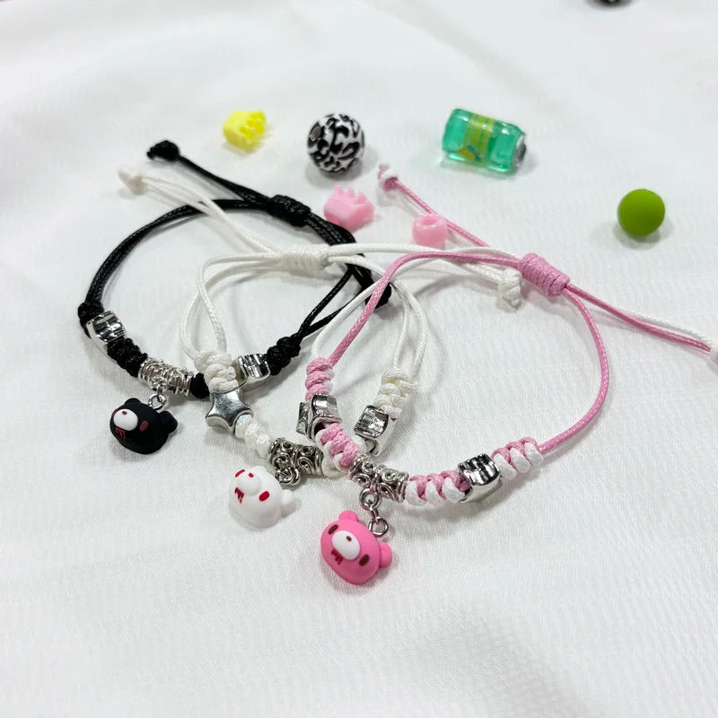 Cute Edgy Bear Bracelets with Chain and Bloody Bear Charms - Multiple Colors