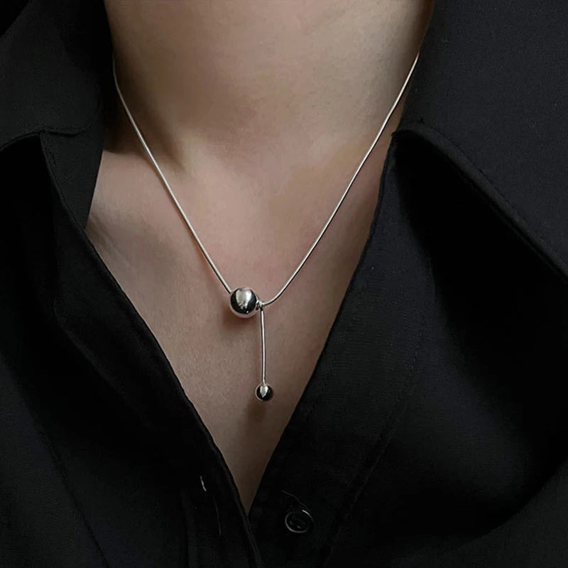 Sterling Silver Line Necklace for Women Girls Fashion Jewelry Birthday Gift