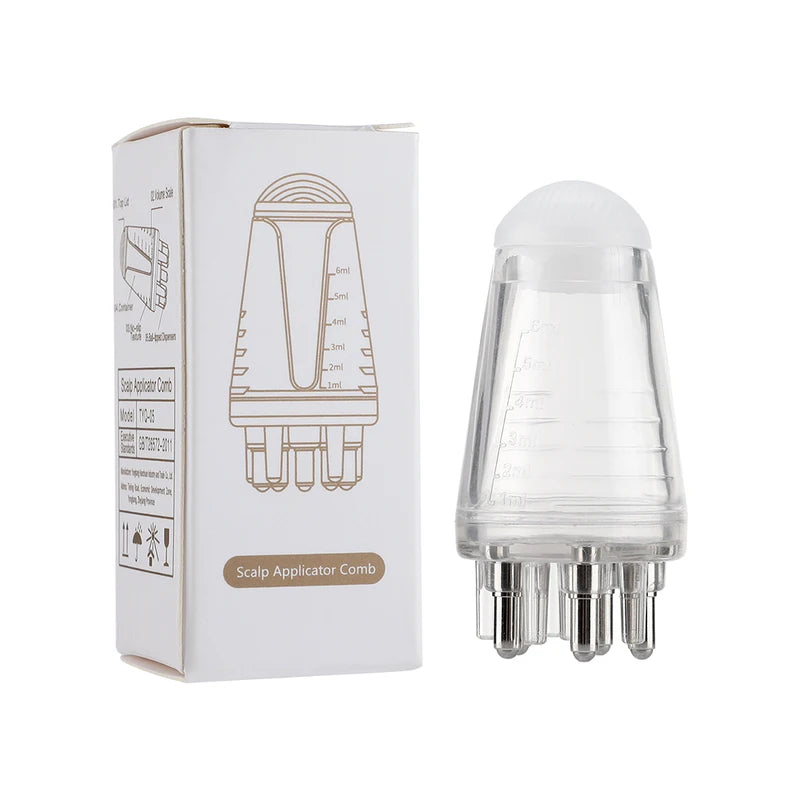 Scalp Applicator Hair Growth & Styling Comb with Massage Ball - White & Gray