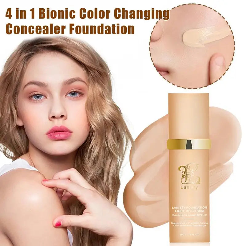 4-in-1 Biomimic Foundation with SPF50+ Longwearing Concealer & Color Changing Formula