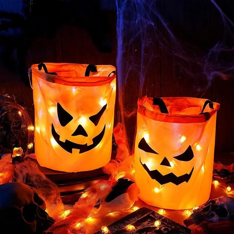 LED Halloween Pumpkin Light Bag for Kids Trick or Treat Party Decoration