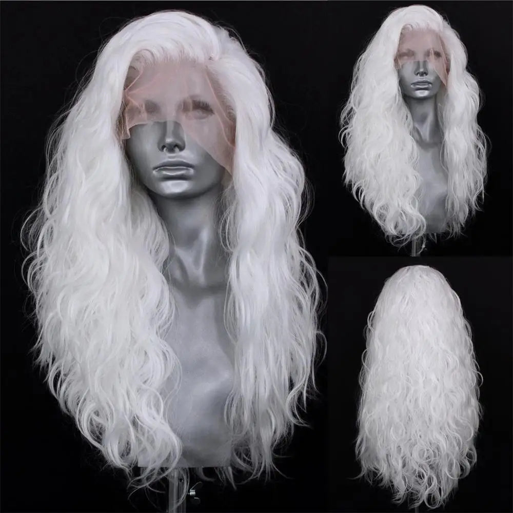 Synthetic Lace Front Wig for Women 24-26 Inch Heat Resistant Fiber Cosplay & Party Hair