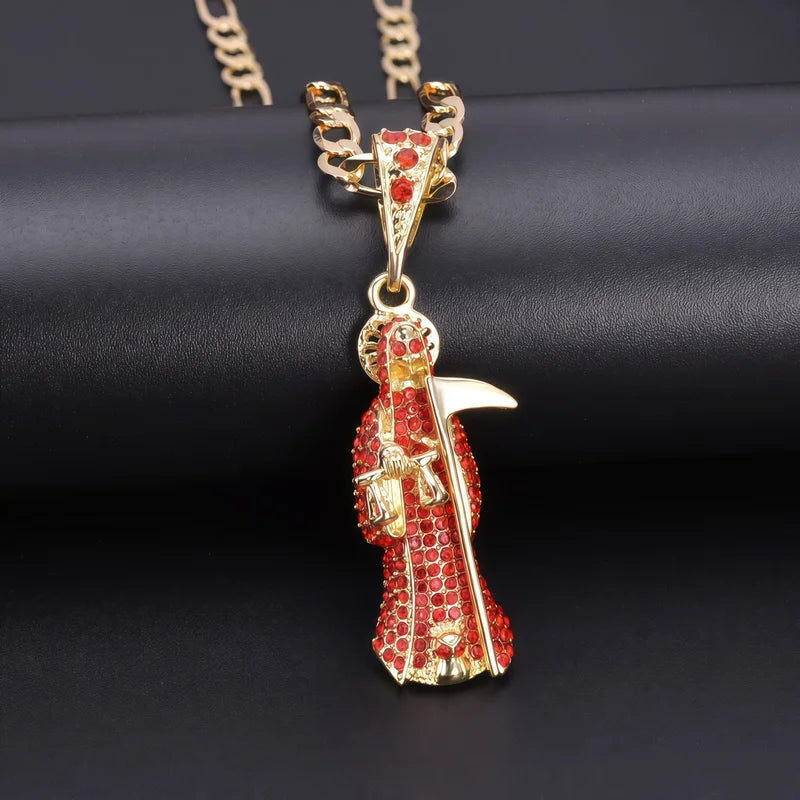 Religious Santa Muerte Pendant Necklace - Unique Spiritual Jewelry