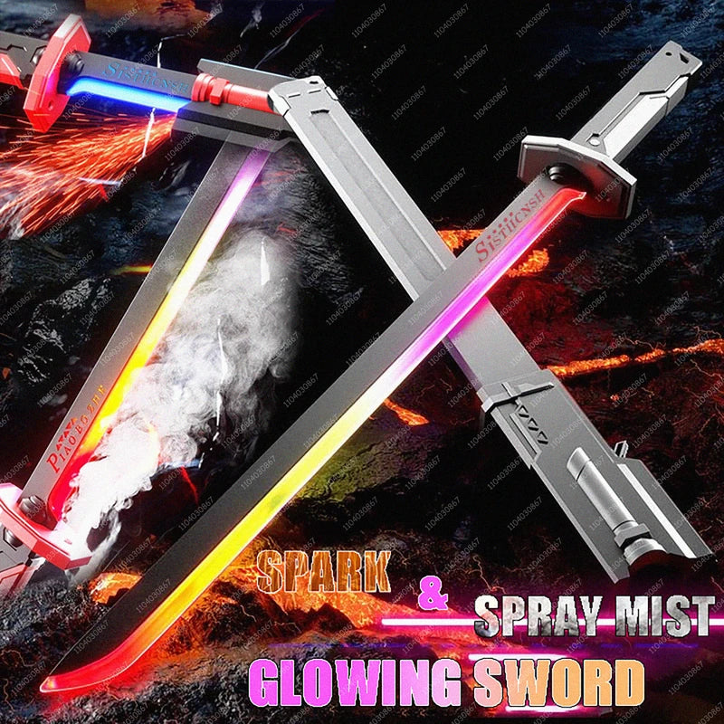 Colorful Glowing Sword Toy with Spark & Smoke Effects – Kids Christmas Birthday Gift