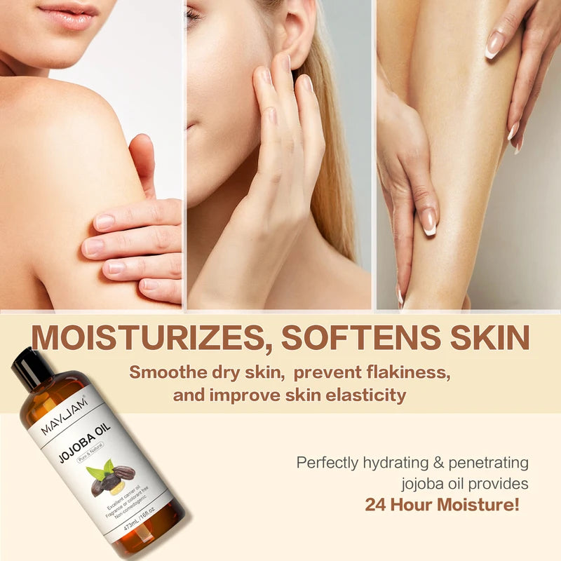 Organic Carrier Oil for Skin Hair Face Nails 473ml Cold Pressed Moisturizer
