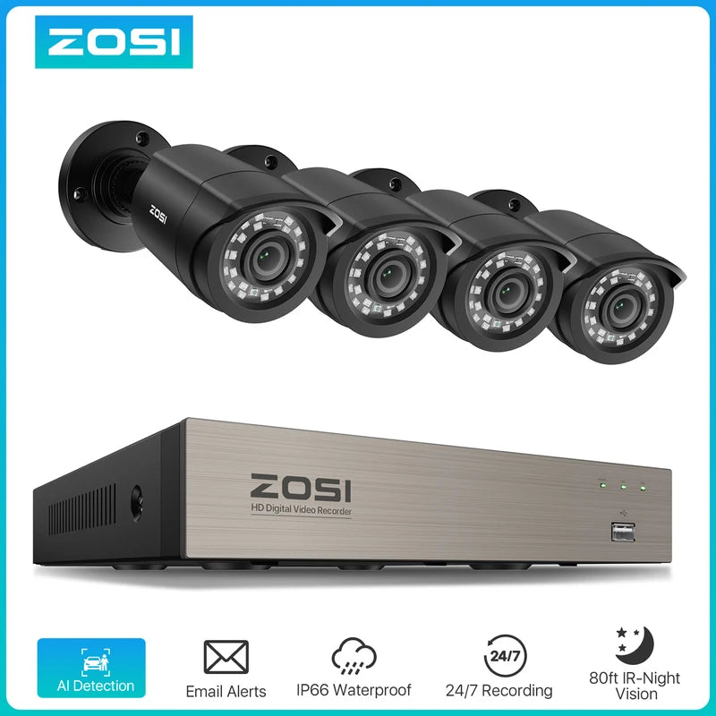 8-Channel 1080P CCTV Security System with 2-8 Cameras, Outdoor 5MP Lite DVR