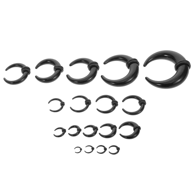 18PCS Acrylic Septum & Ear Stretching Jewelry Kit - U-Shaped Horseshoe Rings