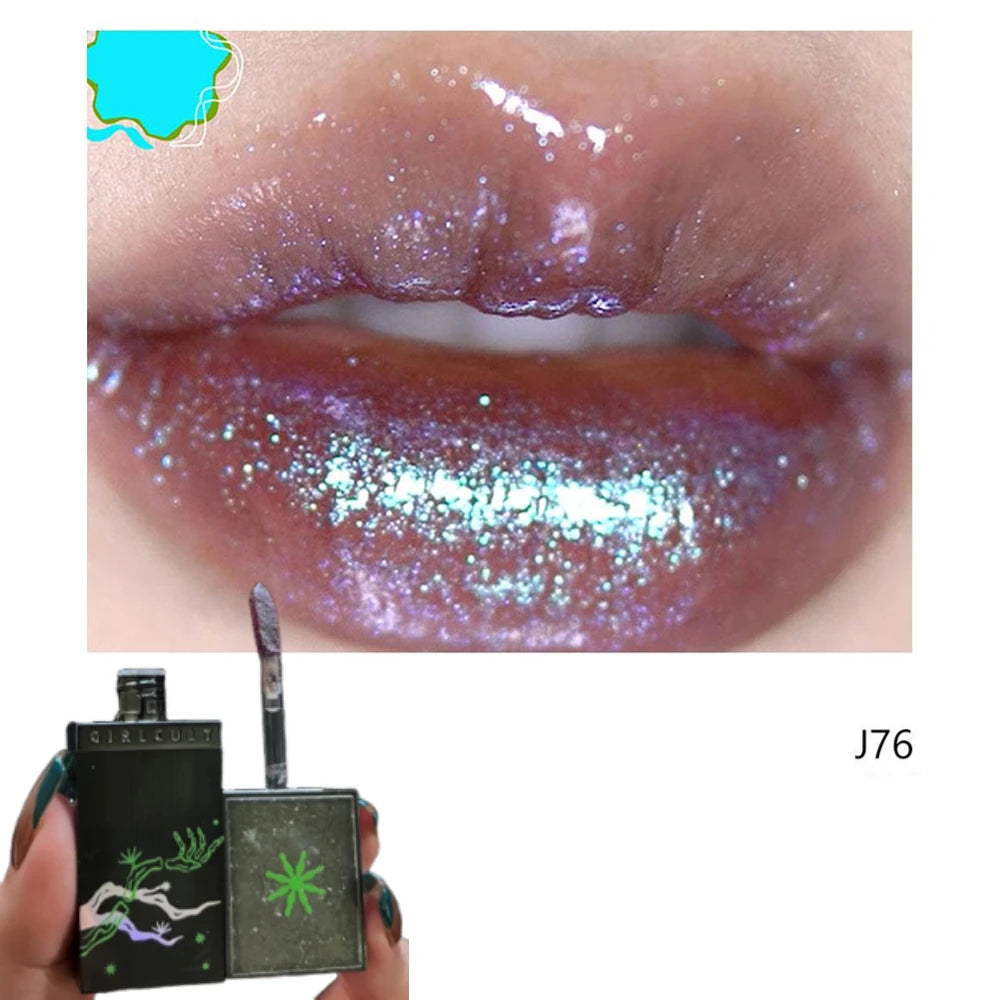 Longlasting Hydrating Lip Gloss with Chameleon Glitter - Pearlescent Lipstick 3.5g