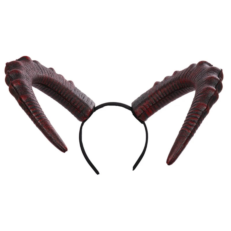 Gothic Devil Horn Headband Halloween Cosplay Hair Accessory - Black & Red