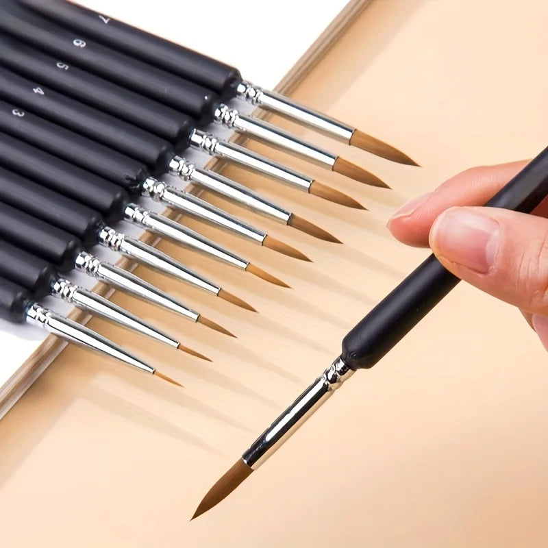 Miniature Detail Paint Brush Set 11pcs Fine Art & Nail Art Brushes for Acrylic Oil Watercolor