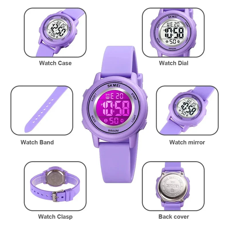 Kids Waterproof Digital Watch with LED Light, Alarm, Date & Stopwatch