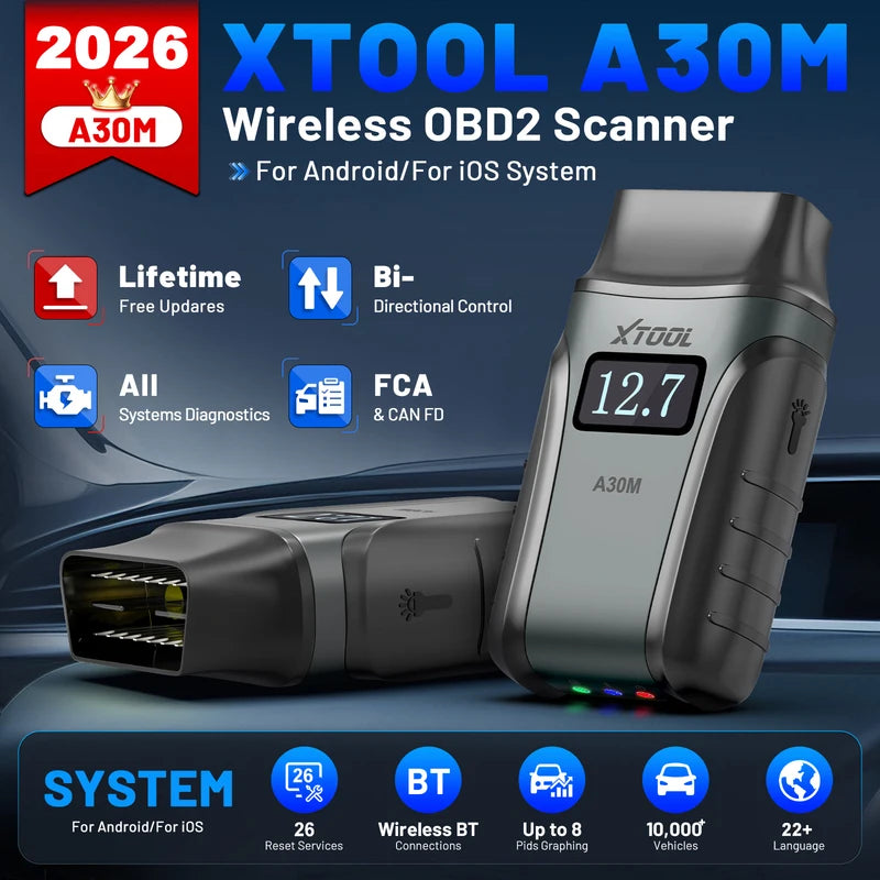 OBD2 Car Diagnostic Scanner Bluetooth Code Reader with CAN FD Protocol - Full System & Reset Service