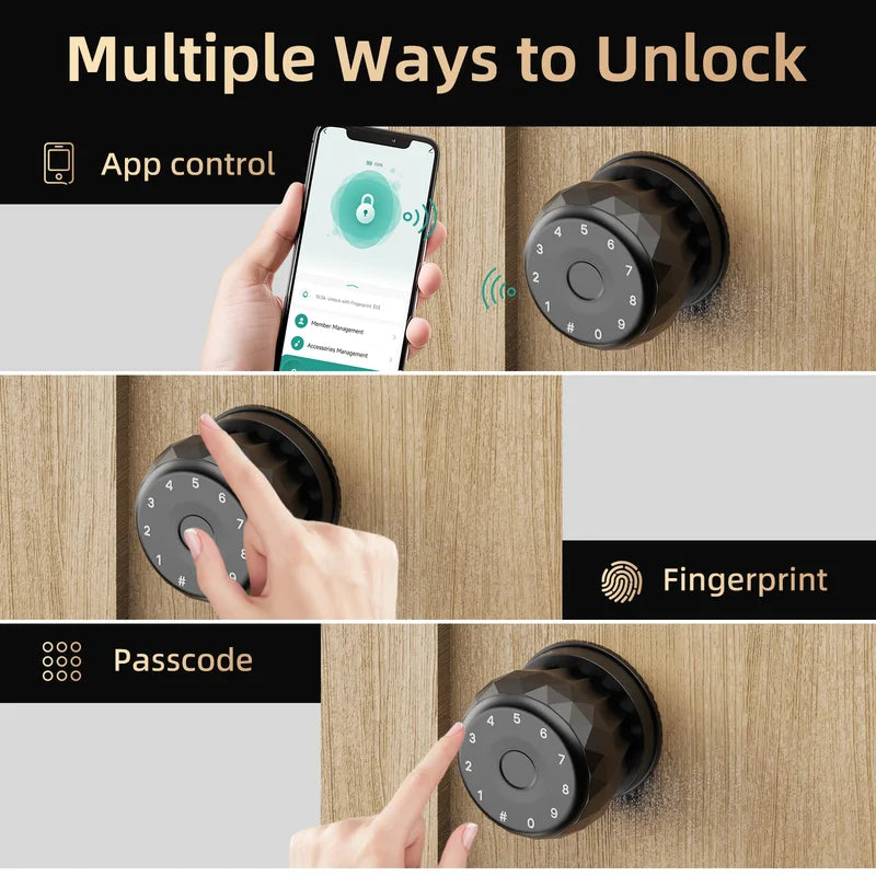 Viladepot Smart Lock Fingerprint Passcode App Control Indoor Door Lock with Type-C Emergency Power
