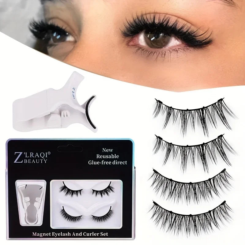 Magnetic Eyelashes Set - Natural Look, Reusable Double Pairs, Quick Glue-Free Installation