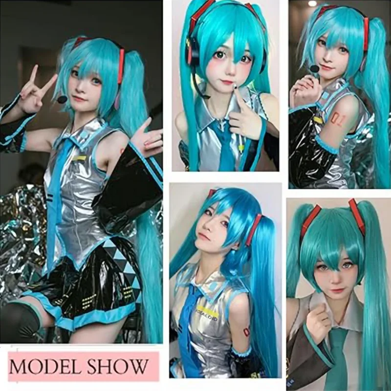 Anime Cosplay Wig with Double Ponytails - 110cm Synthetic Fiber Halloween Costume