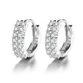 Elegant Silver Color Stainless Steel Crystal Round Hoop Earrings for Women
