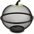 Metal Fruit Basket with Mesh Cover - Kitchen Storage Rack, Moisture Resistant