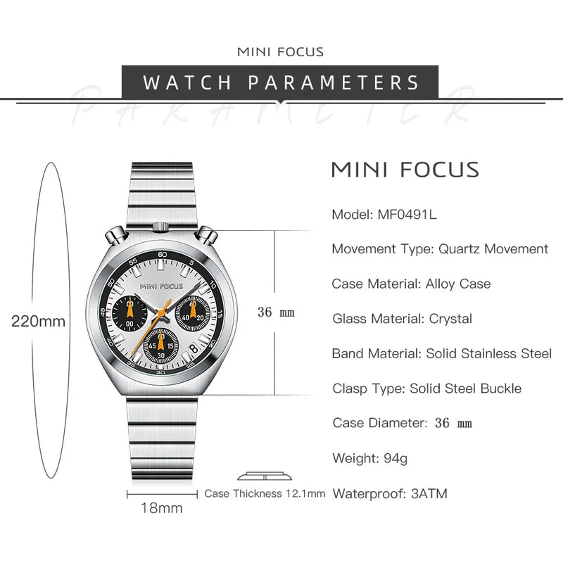 Luxury Women's Quartz Watch with Stainless Steel Strap - Multifunctional Business Style