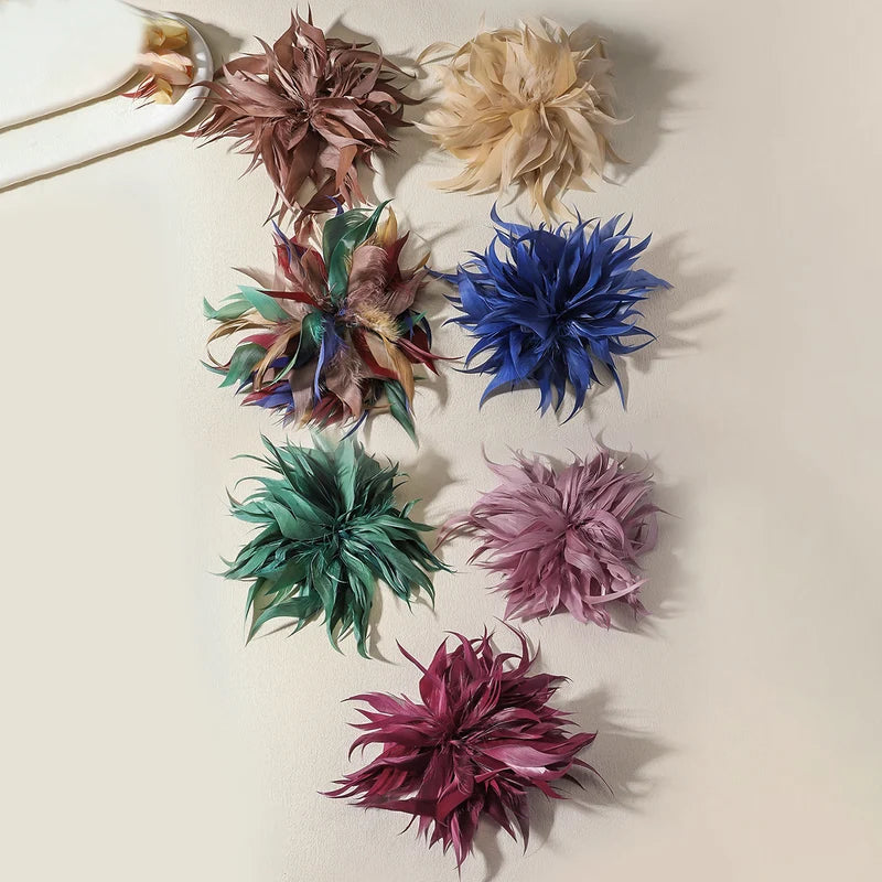Large Feather Brooch for Women - Colorful Fashion Lapel Pin 22cm