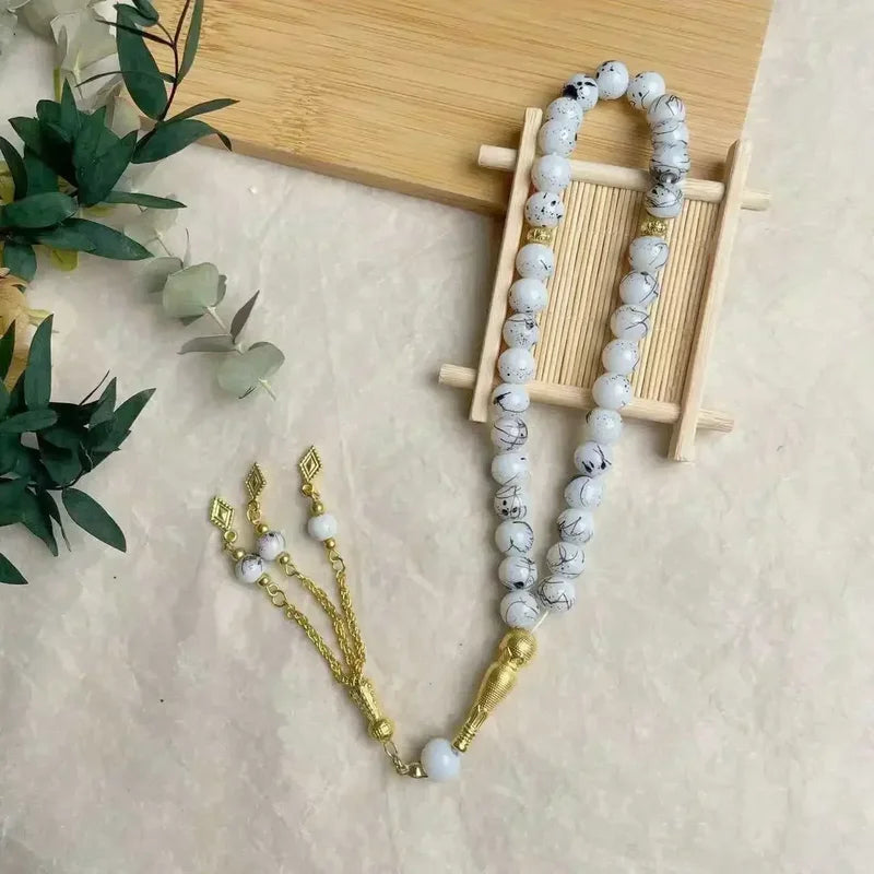 Glass Tassel Prayer Beads Bracelet 10mm Islamic Rosary Jewelry for Women