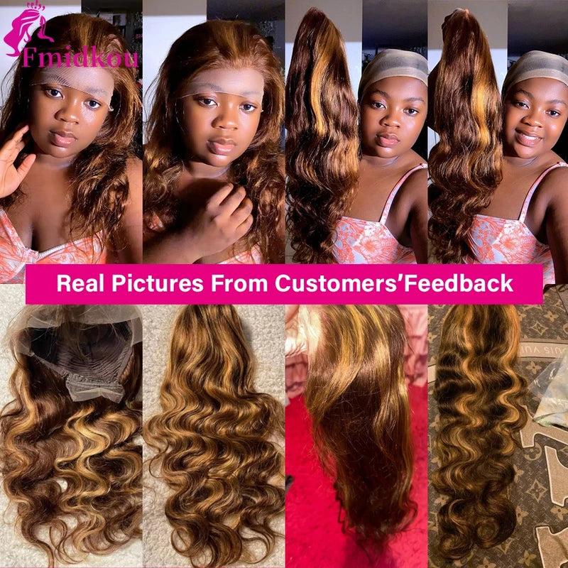 HD Lace Frontal Human Hair Wigs for Women - 4x13 Inches Body Wave, Glueless, Multiple Lengths & Colors