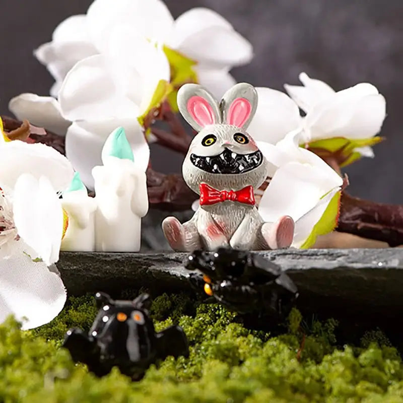 Halloween Miniature Figurine Set - Spider Bat Skull Rabbit Pranky Decor