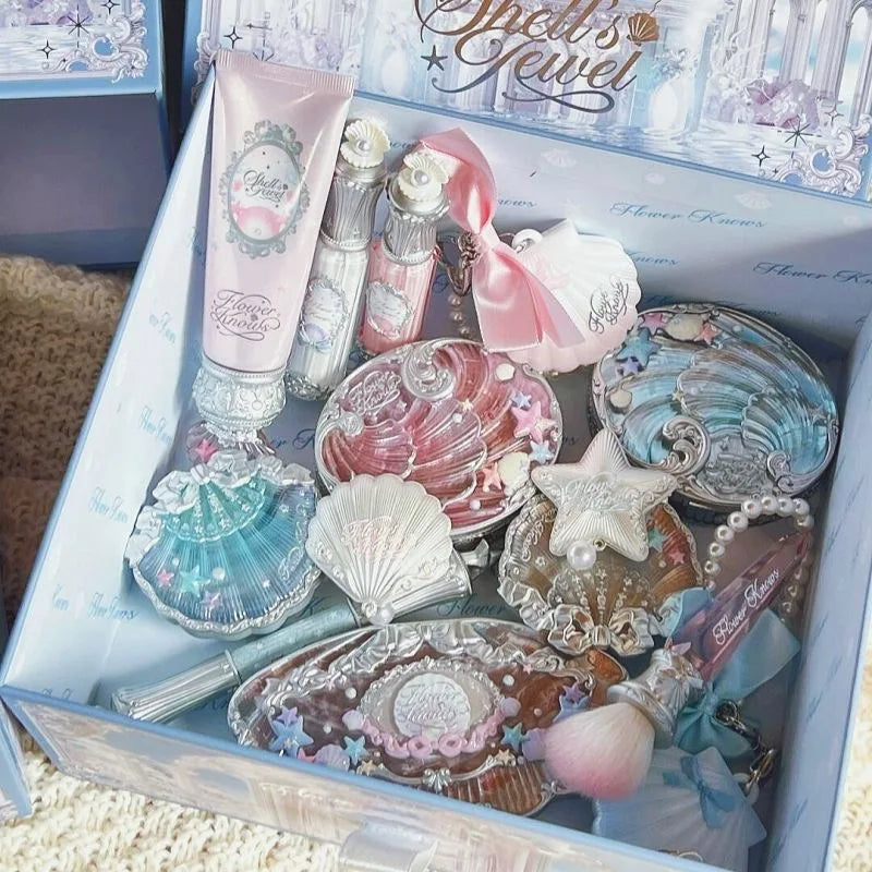 Flower Knows Shells Pearl Eyeshadow & Lip Makeup Kit - Full Professional Gift Set
