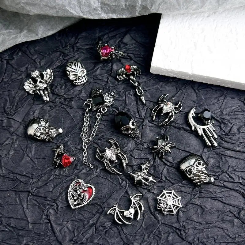 Dark Style Alloy Nail Art Charms Mixed Designs for DIY Manicure