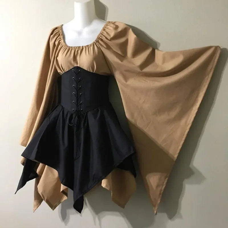 Halloween Fairy Elf Costume for Women Princess Cosplay Vintage Dress