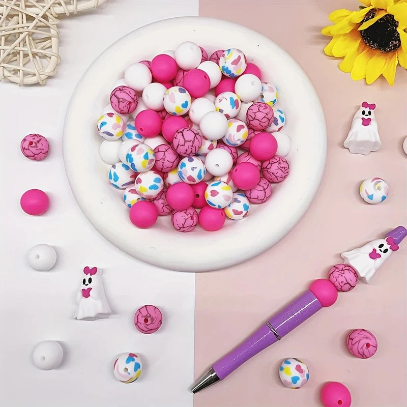 25PCS Multi-Size Silicone Beads Set for DIY Jewelry & Craft Projects