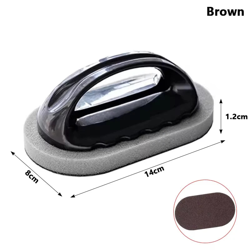 Multi-Purpose Emery Sponge Brush Cleaner with Handle for Kitchen and Bathroom