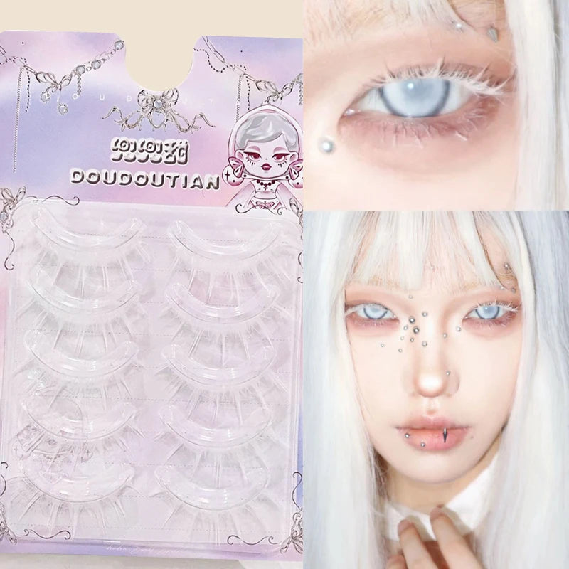 White Natural Look False Eyelashes Full Strip Wispy Reusable Makeup Lashes