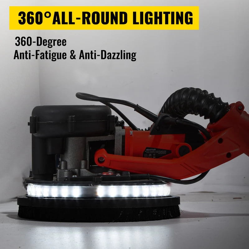 850W Variable Speed Drywall Sander with Foldable Handle and LED Light