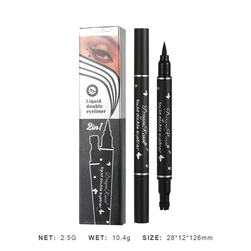 Double Head Star Seal Waterproof Eye Liner - Non-Smudging, Heart Plum Design
