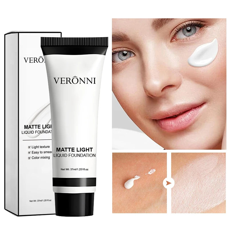White Full Coverage Liquid Foundation with Brush Set - Halloween Cosplay SFX Makeup