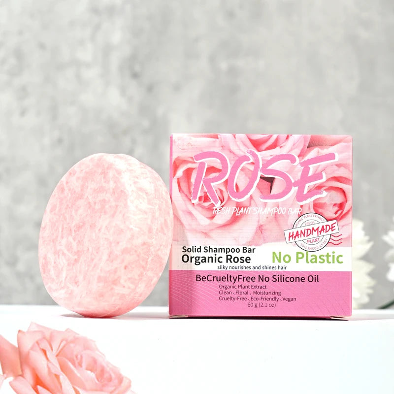 Pink Rose Nourishing Handmade Shampoo Soap with Essential Oil - Floral Fragrance