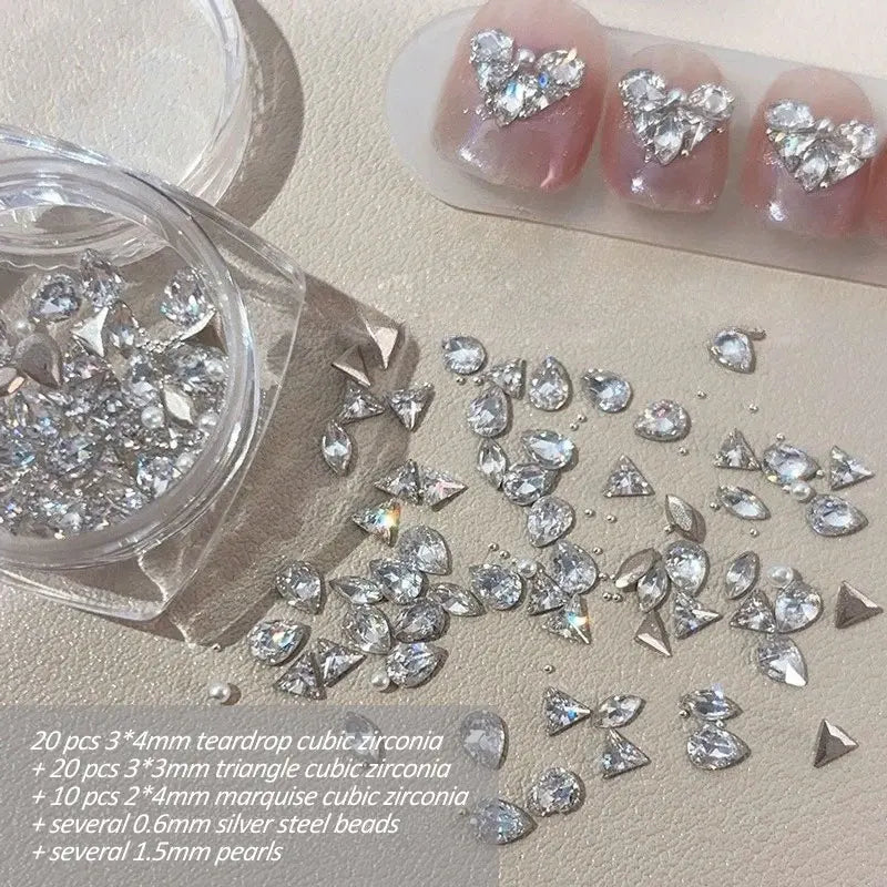 Mixed Shape 3D Mini Zircon Nail Rhinestones for Manicure & Nail Art Decorations