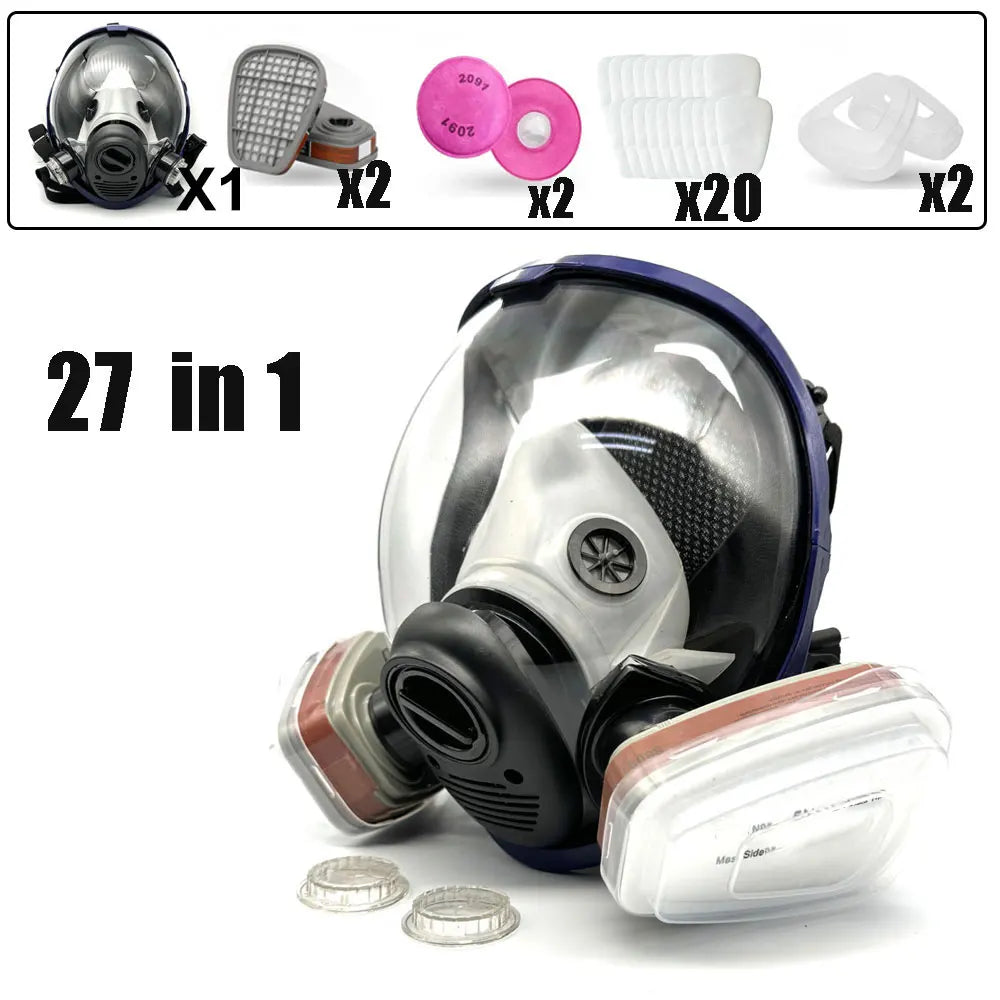 Full Face Respirator Gas Mask with Activated Carbon Filter Canister for Fumes and Chemical Protection