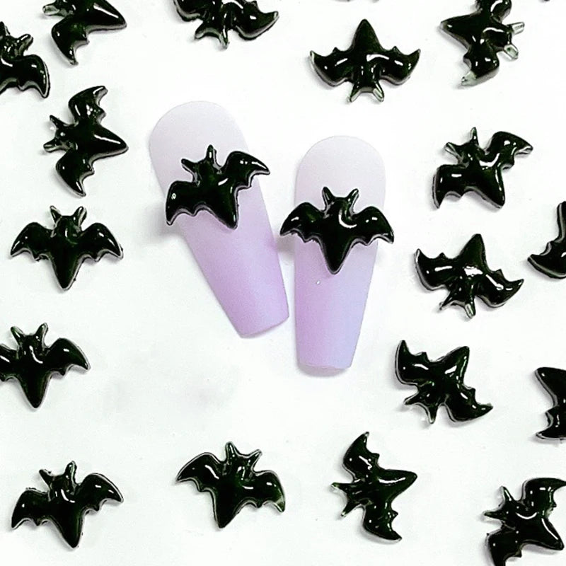 100 Pcs Cute Mini Resin Bat Halloween Flatback Ornaments Jewelry Making Accessories