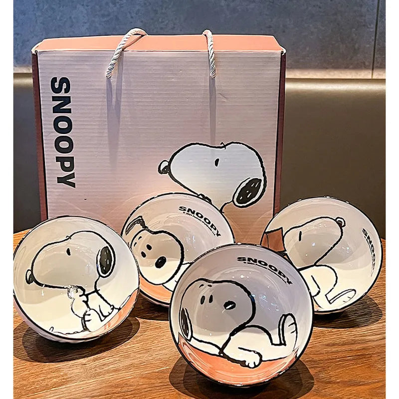 Cute Snoopy Ceramic Bowl Set - Kawaii Cartoon Household Tableware, Multiple Colors