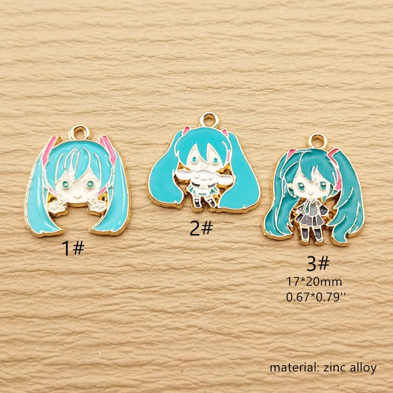 10pcs Cartoon Charm Jewelry Accessories Enamel Necklace Earrings Pendant DIY Craft Supplies Alloy Metal