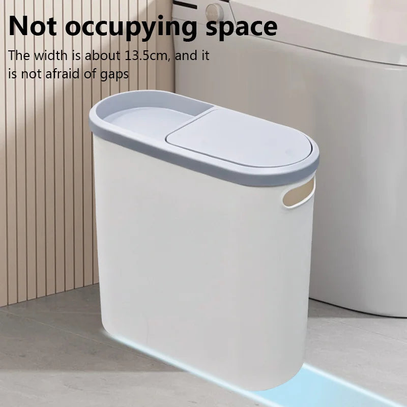 Large Capacity Bathroom Trash Can with Lid - Creative Plastic Garbage Bin for Kitchen & Room