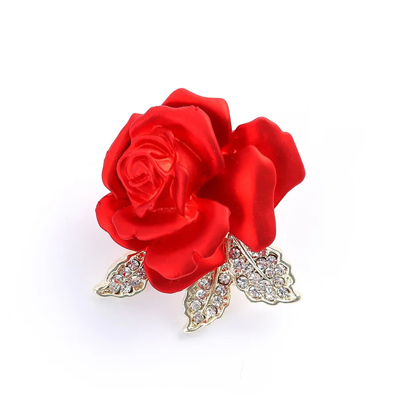 Luxury Tulip Flower Brooch with Rose White Stone - Elegant Jewelry Accessory