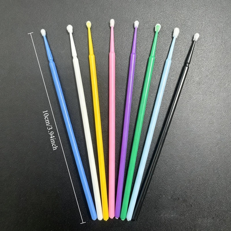 100Pcs Eyelash Cleaning Brushes Micro Cotton Swabs for Lash Extension Care