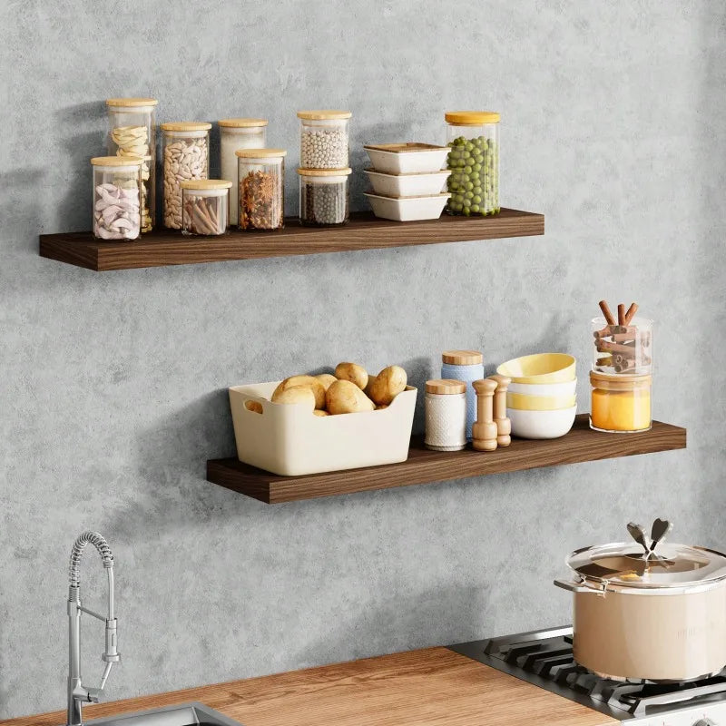 2-Pack Floating Wall Shelves 31.5in with Invisible Brackets for Bathroom Kitchen Living Room