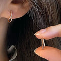 Women Hoop Earrings Cross Design Rose Gold CZ Jewelry Elegant Party Accessory